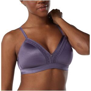 Breezies Womens Microfiber and Lace Wirefree Contour Bra Medium Violet A346538